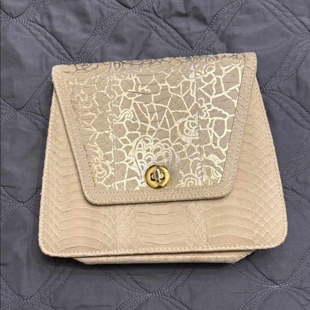 Elegant Beige Snake Women's Bag